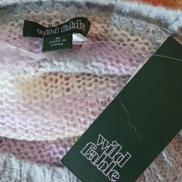 Wild Fable Sweater Womens Size M Multicolor Striped Knit Semi Cropped Casual - Picture 6 of 7